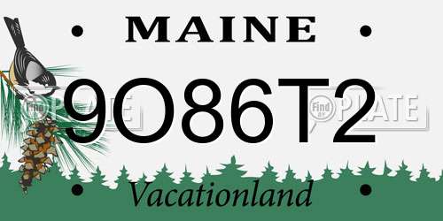 9O86T2 Maine License Plate