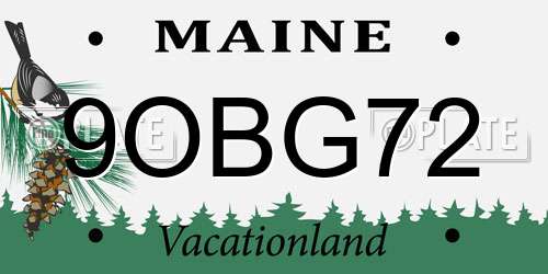 9OBG72 Maine License Plate