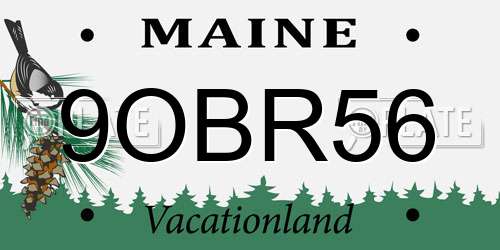 9OBR56 Maine License Plate