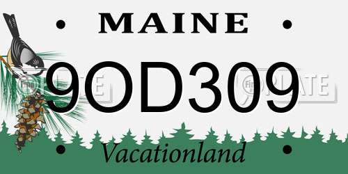 9OD309 Maine License Plate