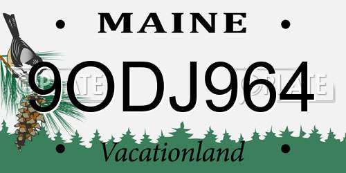 9ODJ964 Maine License Plate