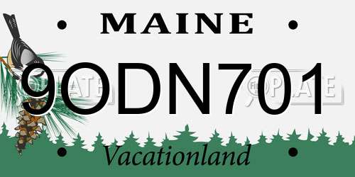 9ODN701 Maine License Plate