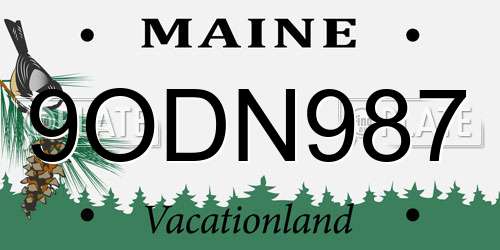 9ODN987 Maine License Plate