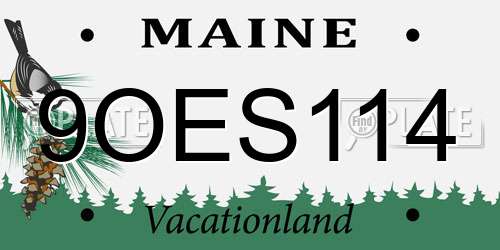 9OES114 Maine License Plate