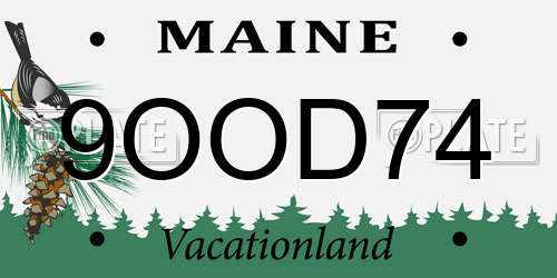 9OOD74 Maine License Plate