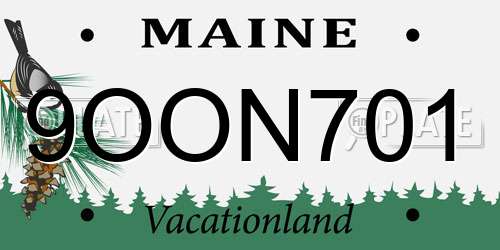9OON701 Maine License Plate