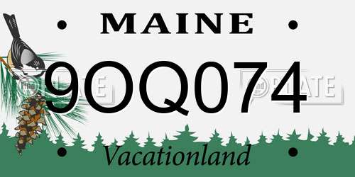 9OQ074 Maine License Plate