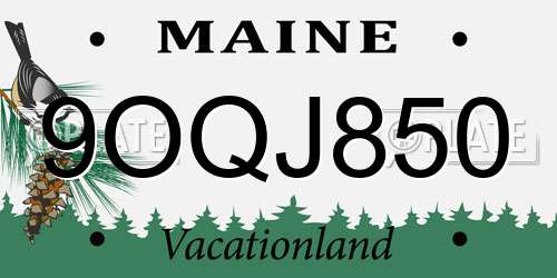 9OQJ850 Maine License Plate