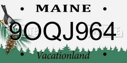 9OQJ964 Maine License Plate