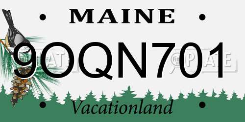 9OQN701 Maine License Plate