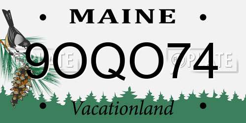 9OQO74 Maine License Plate