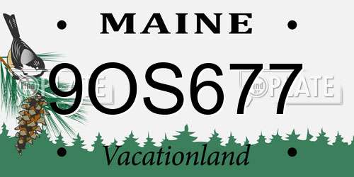 9OS677 Maine License Plate