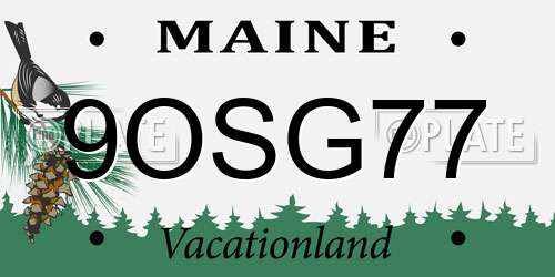9OSG77 Maine License Plate