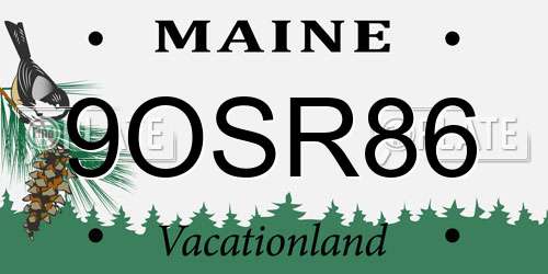 9OSR86 Maine License Plate