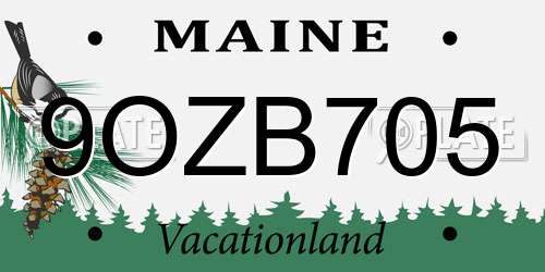 9OZB705 Maine License Plate