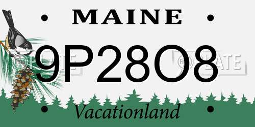 9P28O8 Maine License Plate