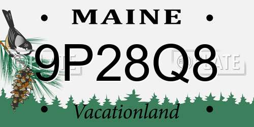 9P28Q8 Maine License Plate