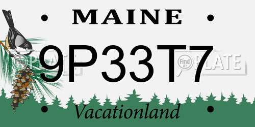 9P33T7 Maine License Plate