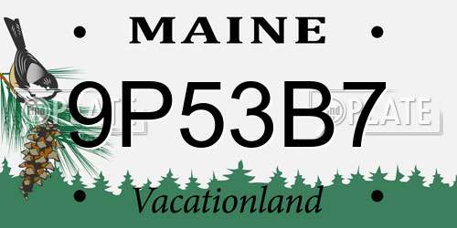 9P53B7 Maine License Plate