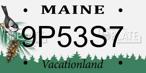 9P53S7 Maine License Plate