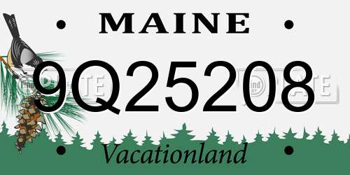 9Q25208 Maine License Plate