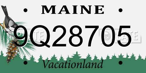 9Q28705 Maine License Plate