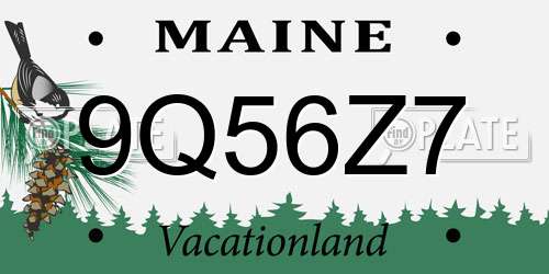 9Q56Z7 Maine License Plate