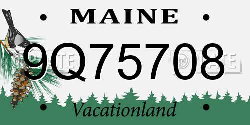 9Q75708 Maine License Plate