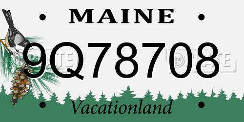 9Q78708 Maine License Plate