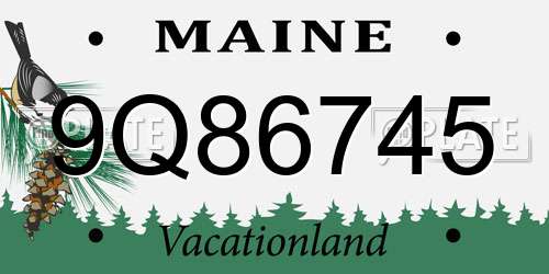 9Q86745 Maine License Plate