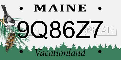 9Q86Z7 Maine License Plate
