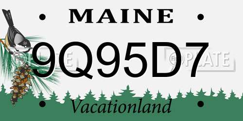 9Q95D7 Maine License Plate