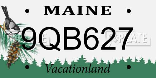 9QB627 Maine License Plate