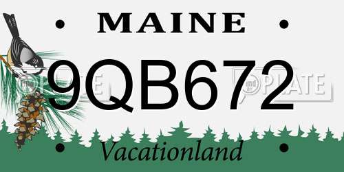 9QB672 Maine License Plate