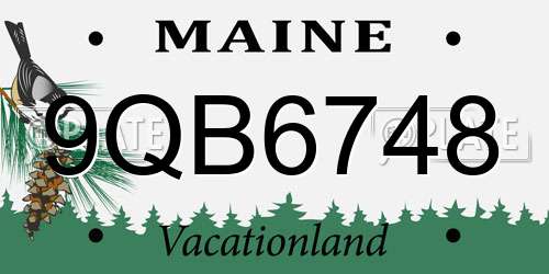 9QB6748 Maine License Plate
