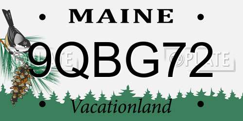 9QBG72 Maine License Plate