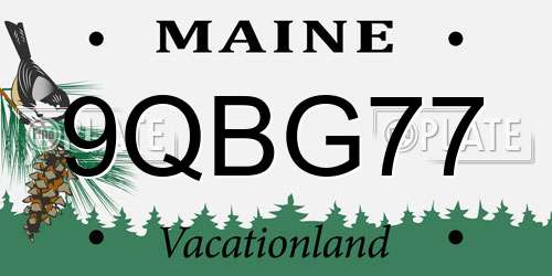 9QBG77 Maine License Plate