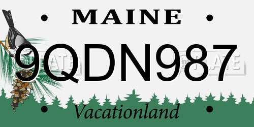 9QDN987 Maine License Plate