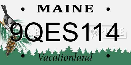 9QES114 Maine License Plate