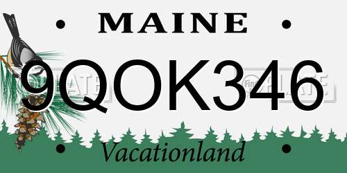 9QOK346 Maine License Plate