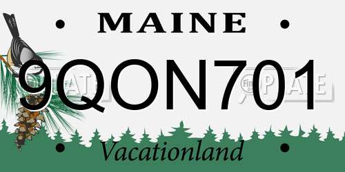 9QON701 Maine License Plate