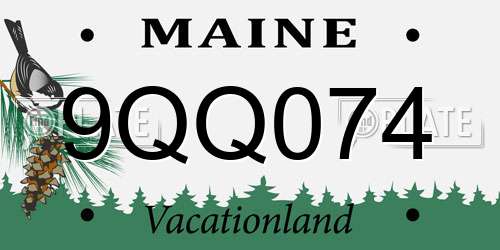 9QQ074 Maine License Plate