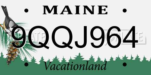 9QQJ964 Maine License Plate