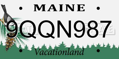 9QQN987 Maine License Plate