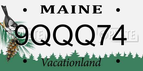 9QQQ74 Maine License Plate