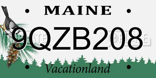 9QZB208 Maine License Plate