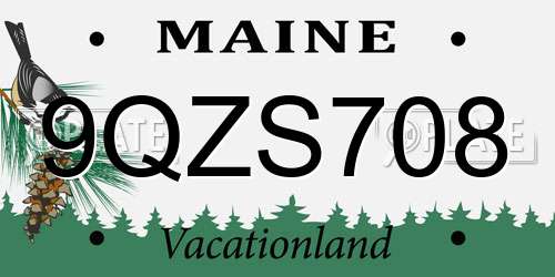 9QZS708 Maine License Plate
