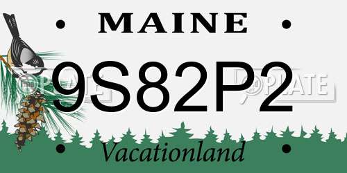 9S82P2 Maine License Plate