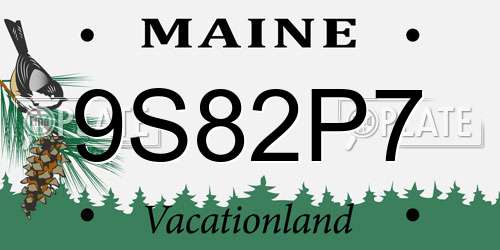 9S82P7 Maine License Plate