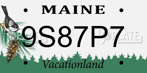 9S87P7 Maine License Plate